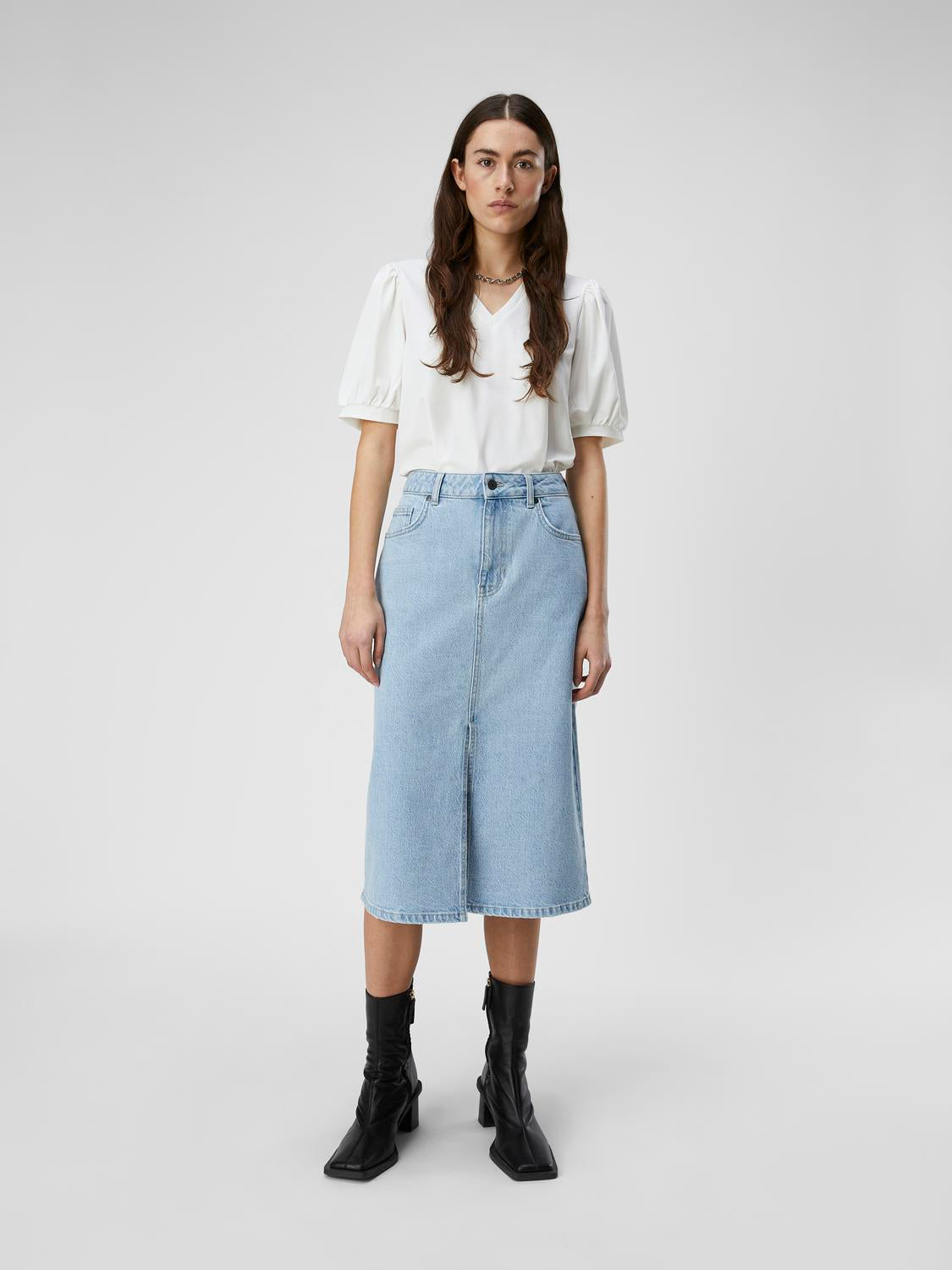 OBJELLEN Skirt - Light Blue Denim