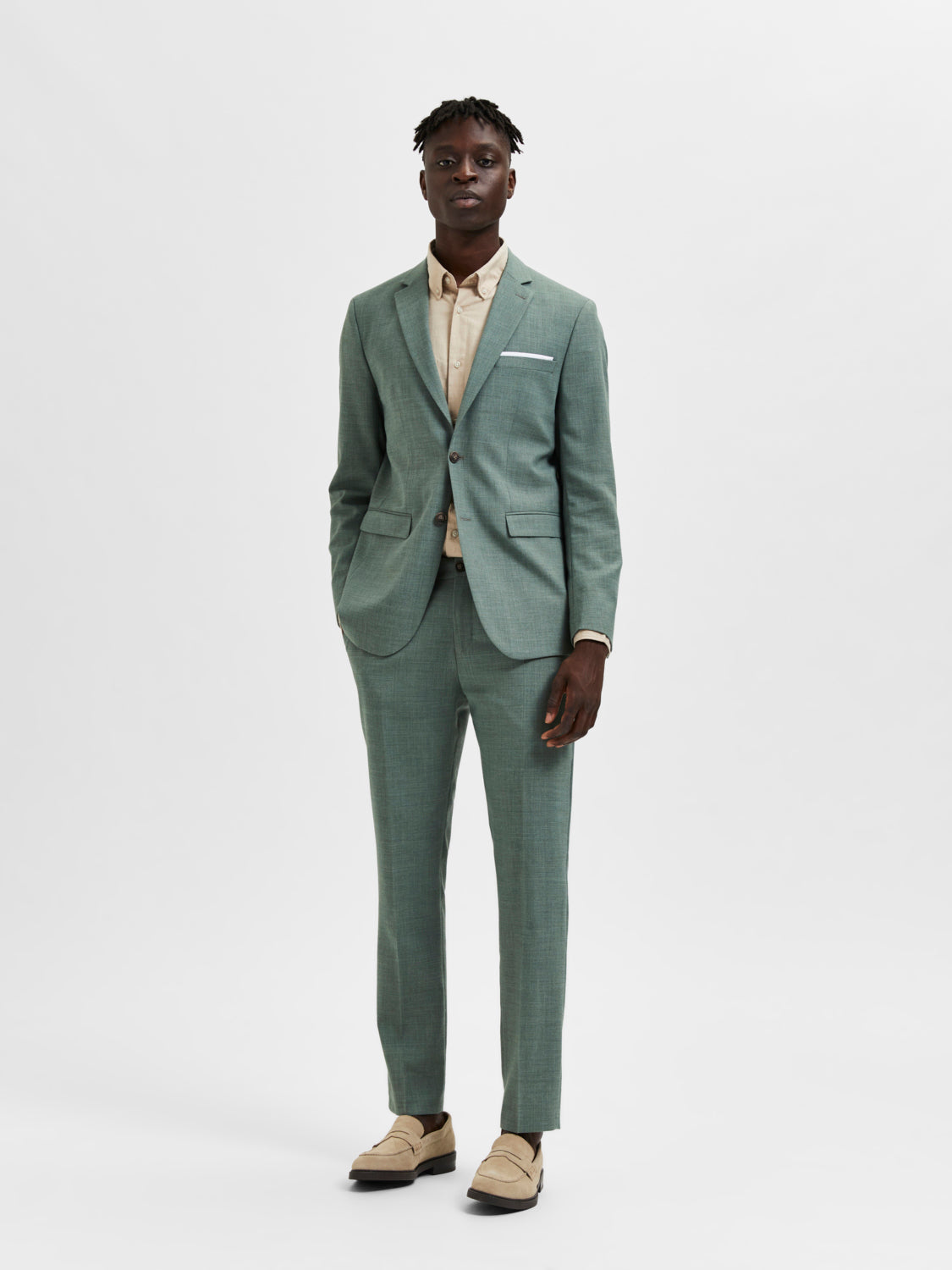 SLHSLIM-OASIS Pants - Light Green Melange