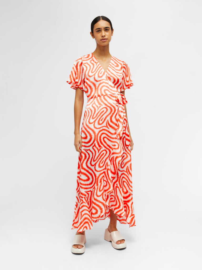 OBJGREEN Dress - Hot Coral