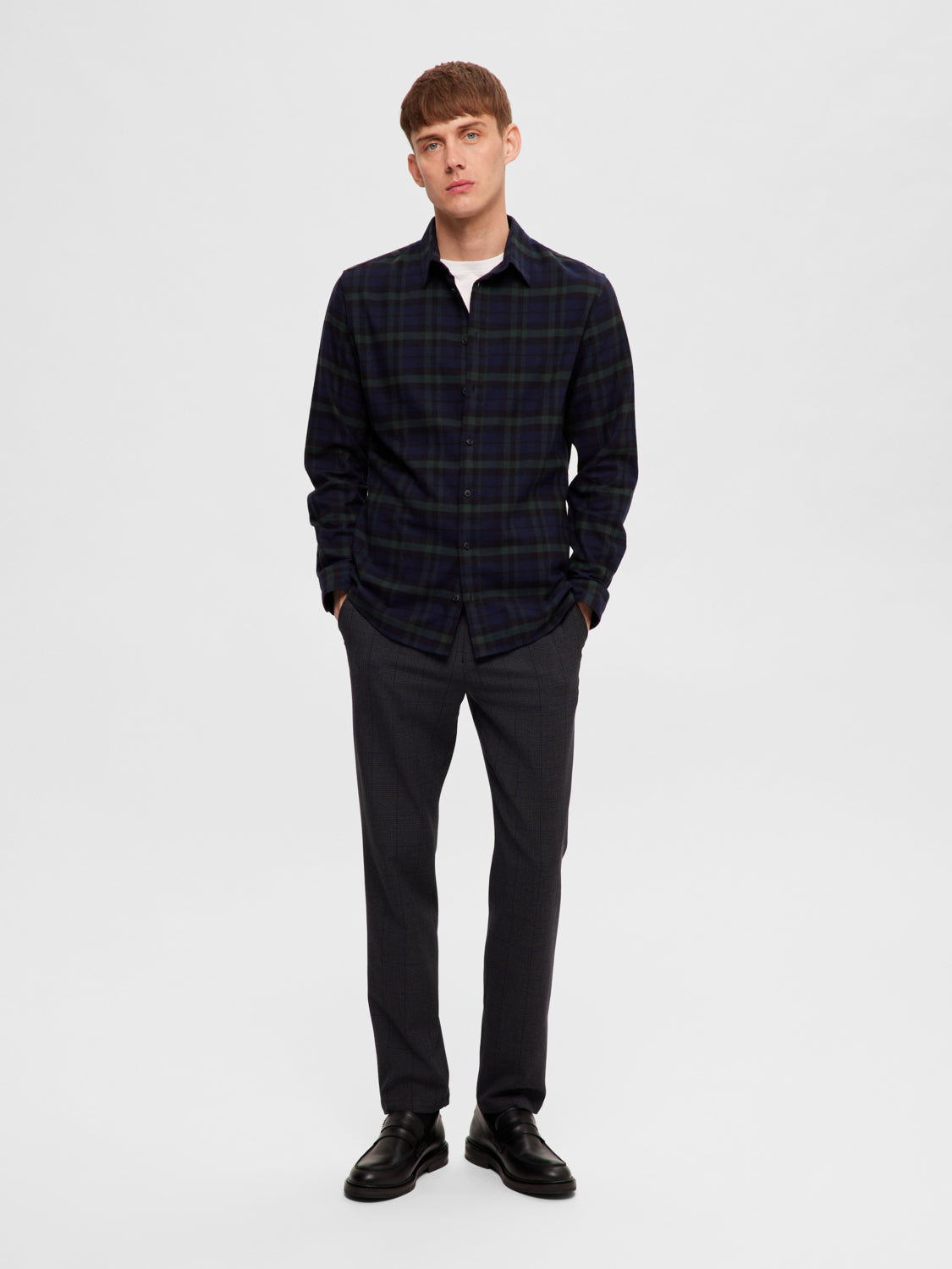 SLHSLIMOWEN-FLANNEL Shirts - Dark Navy