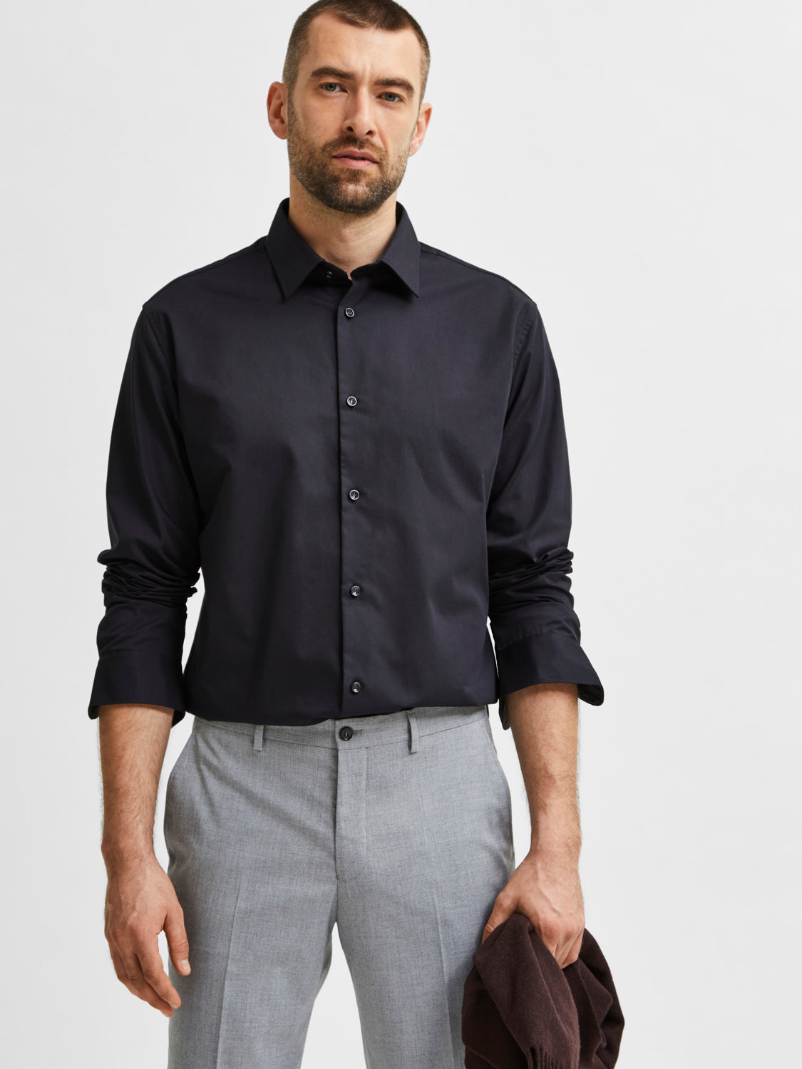 SLHSLIMETHAN Shirts - Black