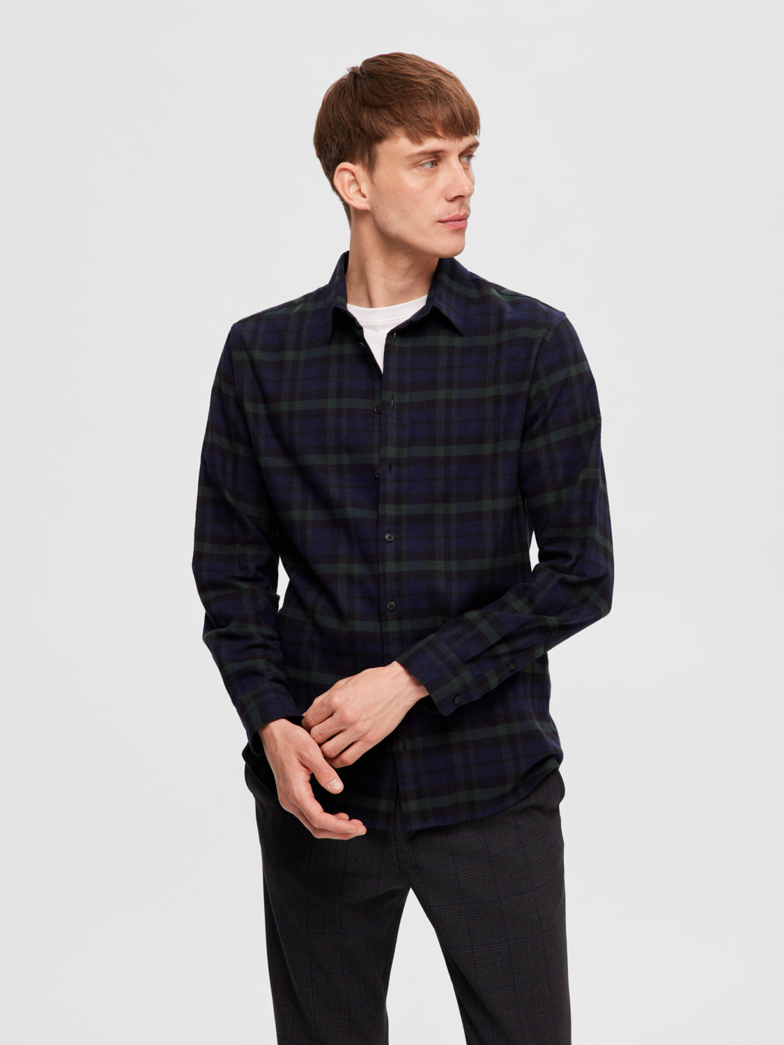 SLHSLIMOWEN-FLANNEL Shirts - Dark Navy