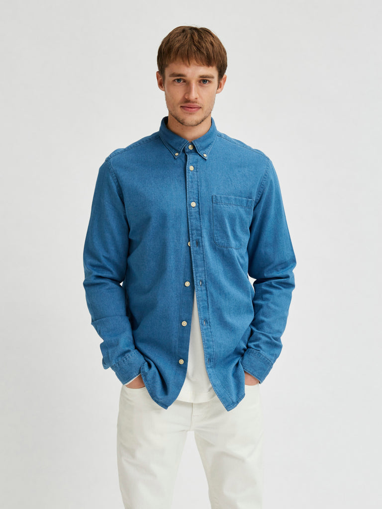 SLHREGRICK-DENIM Shirts - Medium Blue Denim