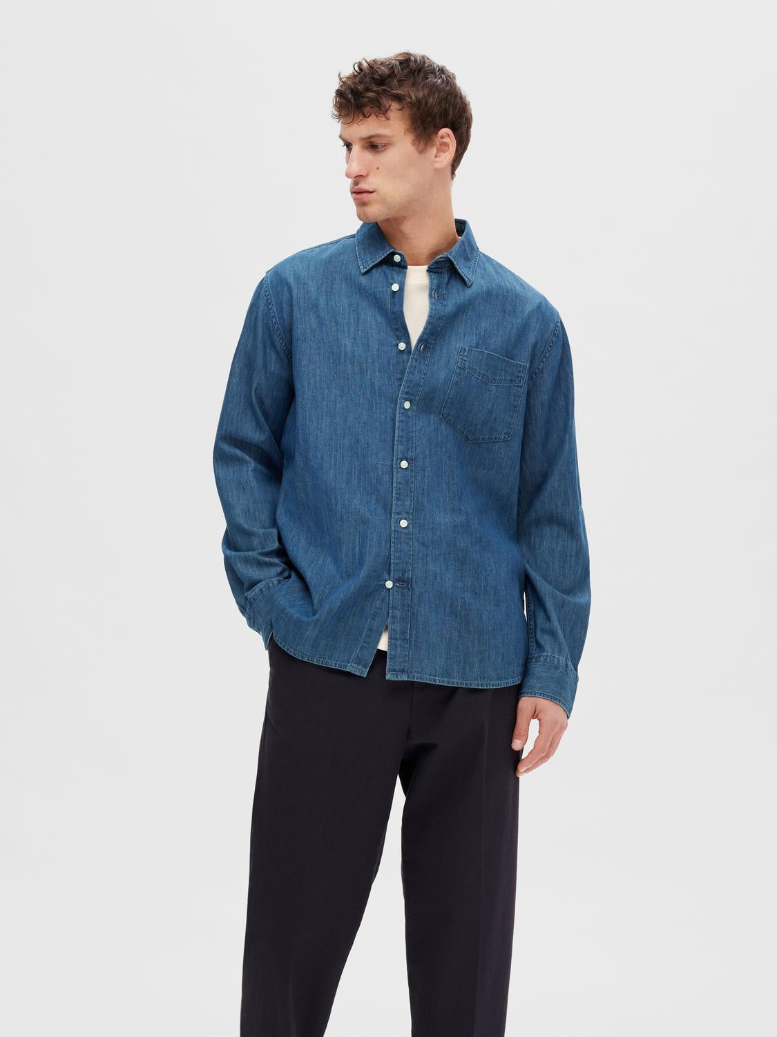 SLHREG-TOM Shirts - Medium Blue Denim