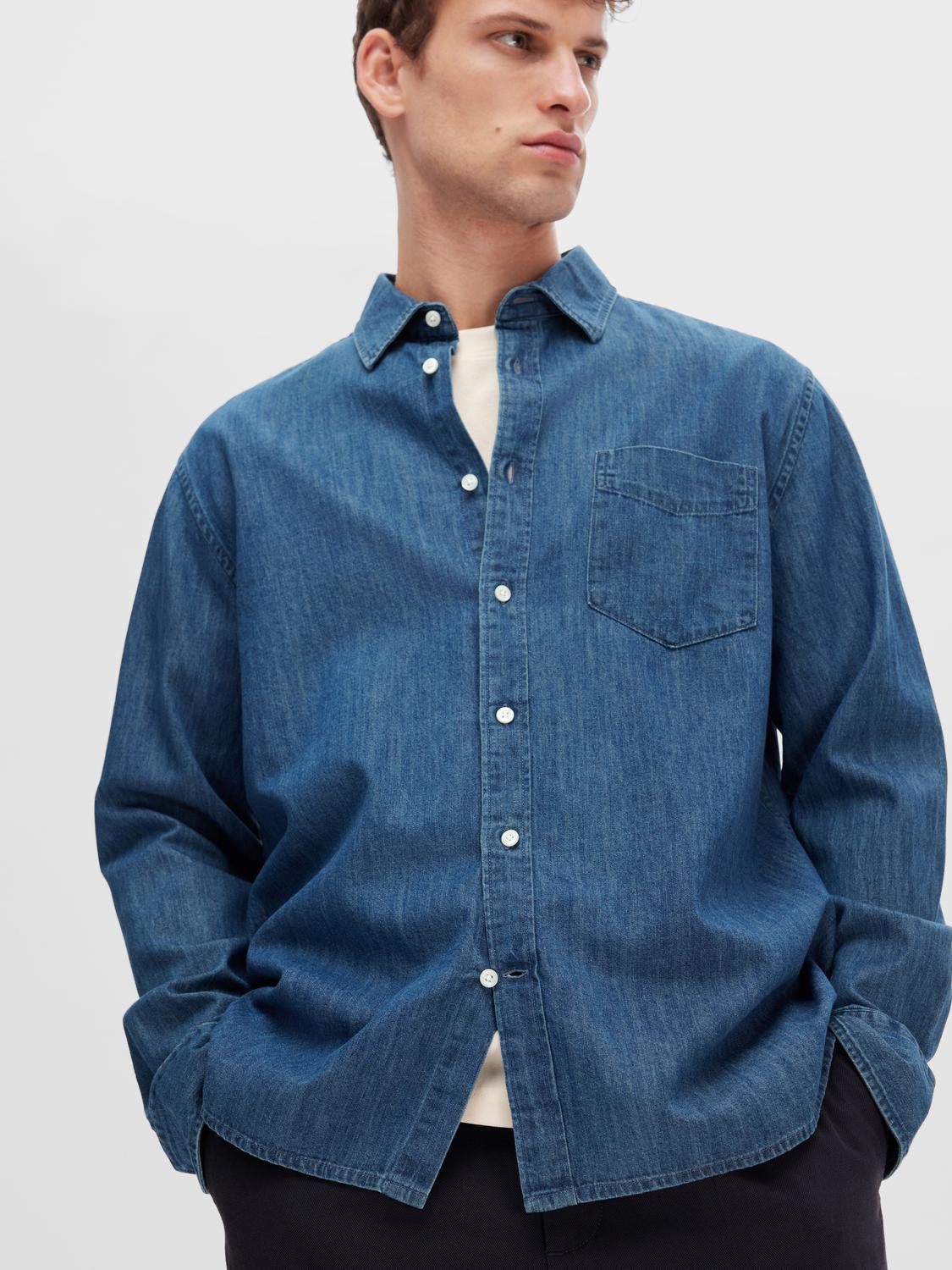 SLHREG-TOM Shirts - Medium Blue Denim