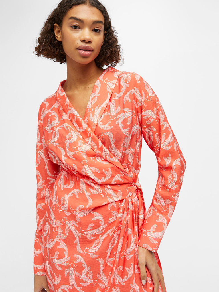 OBJRIO Dress - Hot Coral