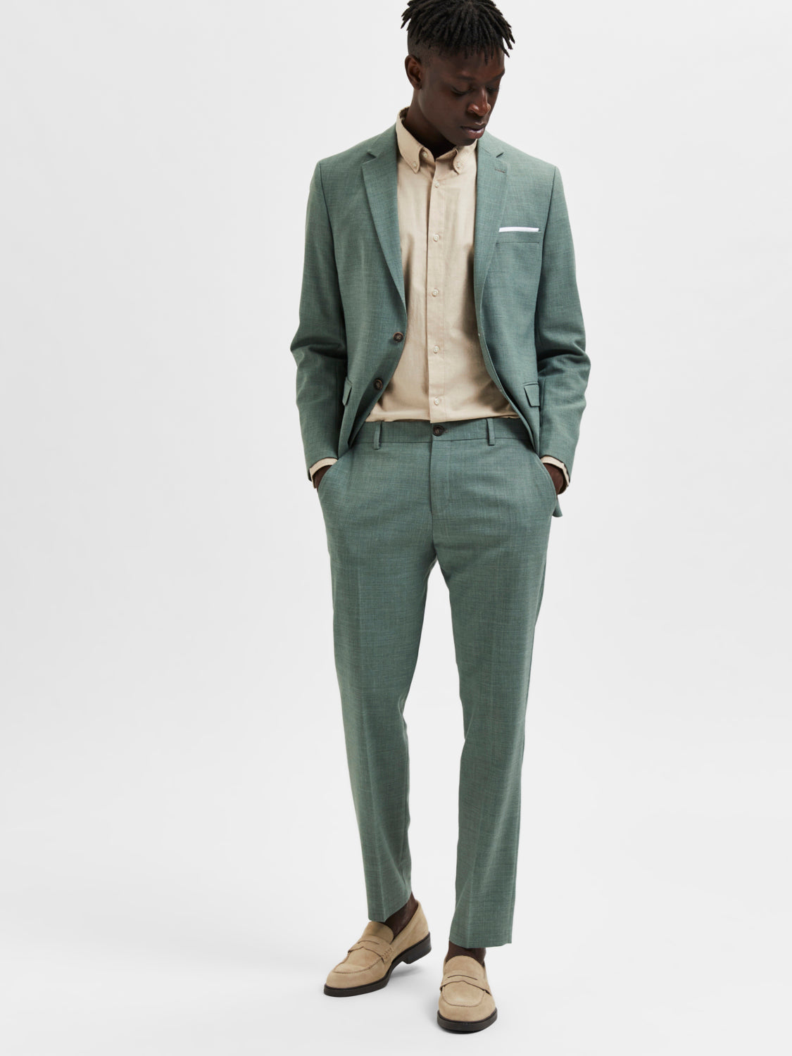 SLHSLIM-OASIS Pants - Light Green Melange