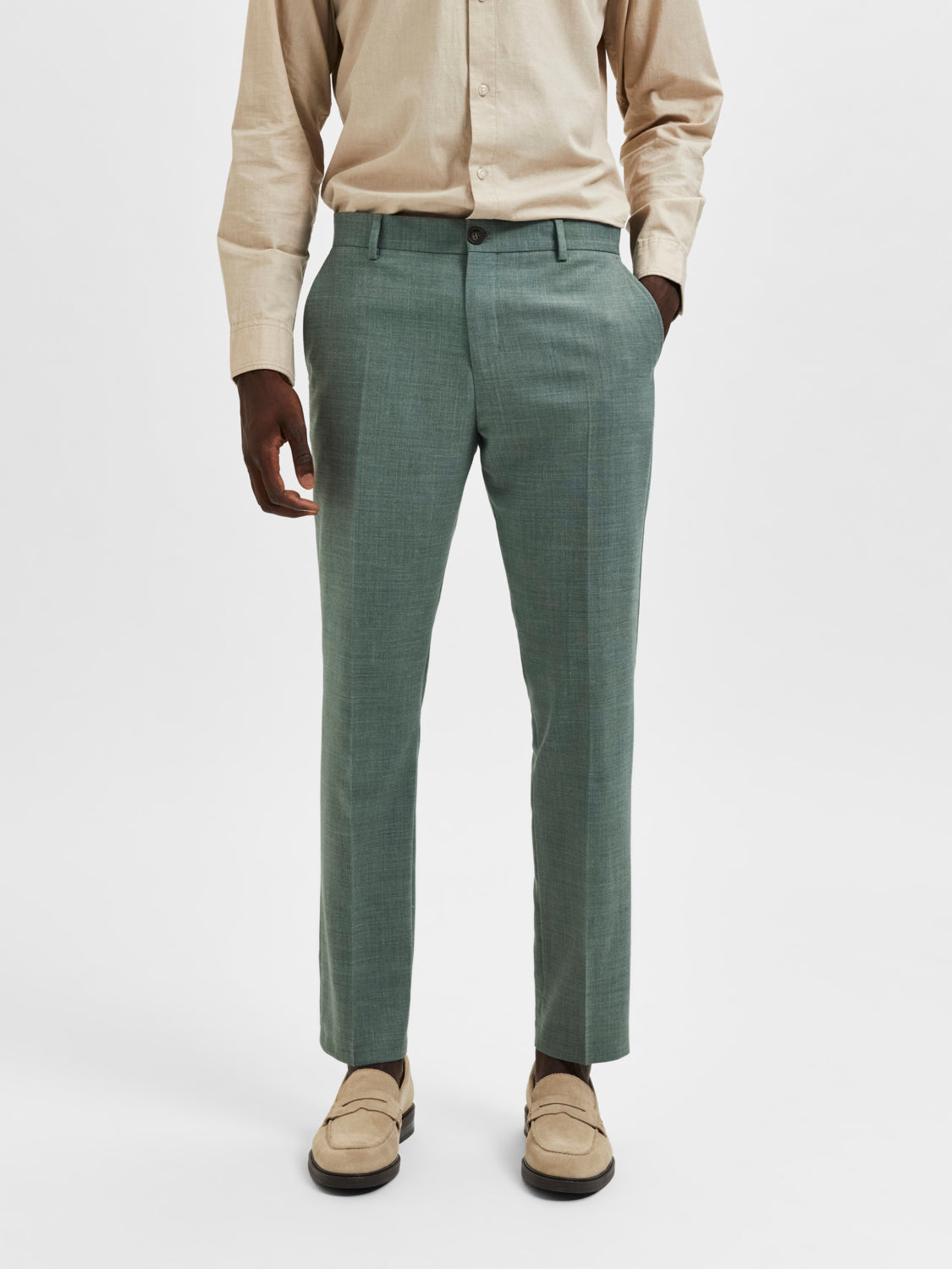 SLHSLIM-OASIS Pants - Light Green Melange